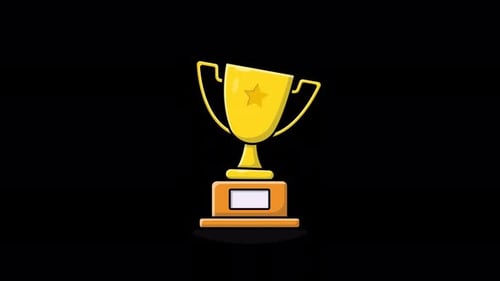 Animated Golden Trophy. Champion and Reward Concept Video - Transparent