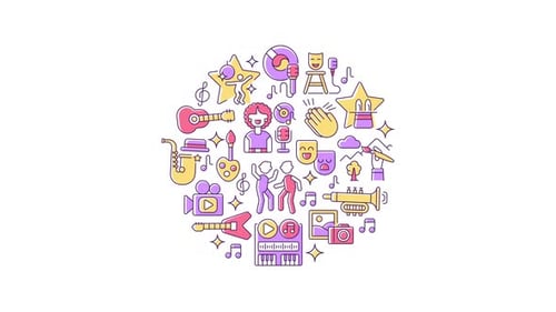 Talent show icons concept circle animation