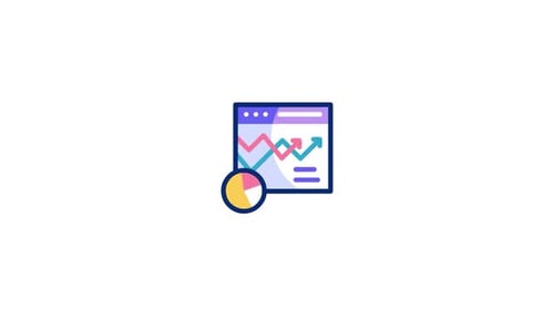 Animated Flat Design Icon Illustrating Data Analysis and Growth