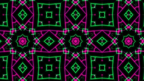 Glowing Neon Geometric Kaleidoscope Pattern Background