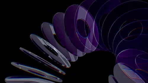 Loop animation of abstract magenta purple glass rotating with cinematic light reflections