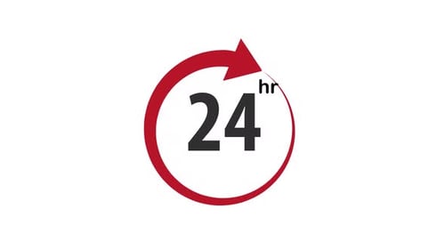 Animated 24 Hour Service Icon in Flat Design
