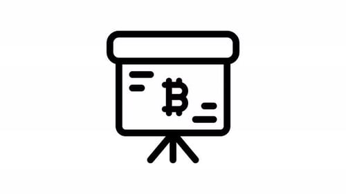 Animated Bitcoin Symbol on Presentation Board Icon