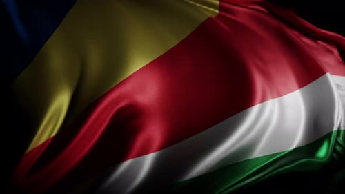 Realistic Seychelles Flag Waving Loop