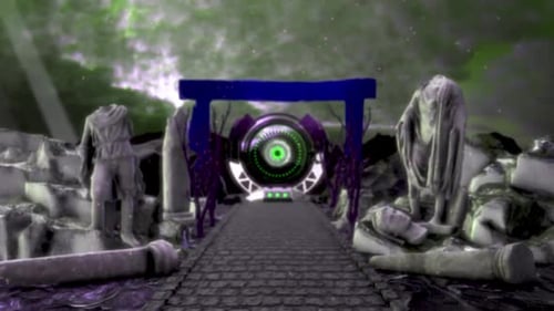 Ilustração do portal 3D | Teletransporte de viajante no tempo | Outro mundo