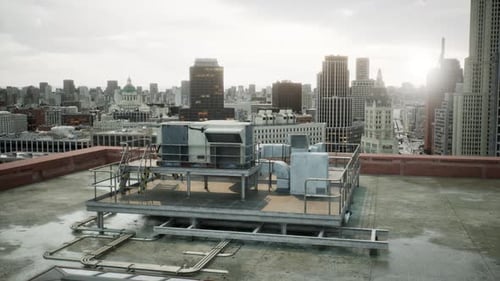 El techo del edificio con vistas a la ciudad desde los rascacielos