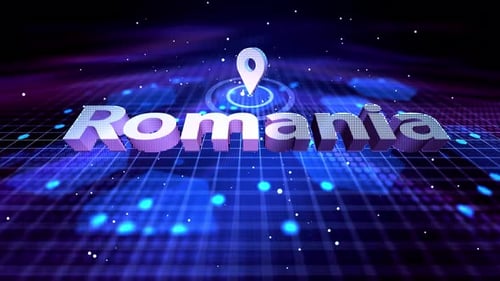 3D Romania Location Text Reveal Animation