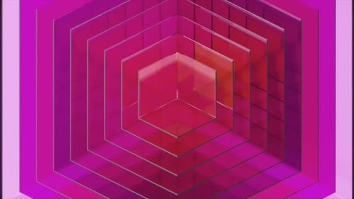 Concentric Pink Hexagonal Tunnels Dynamically Rotating Zooming Progressively Converging Into Single