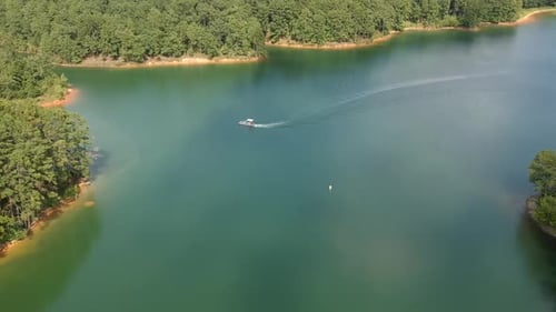 Lake with a boat in the distance