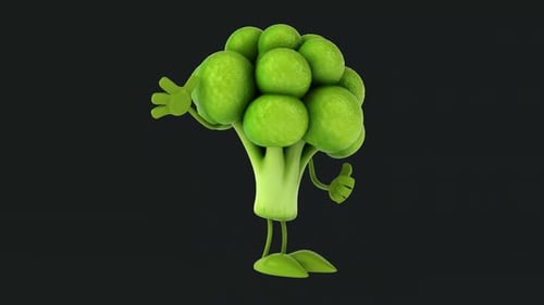Fun 3D cartoon broccoli (with alpha channel)