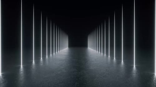 Dark Tunnel With Central White Lights