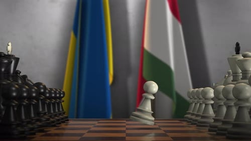 Ukraine and Hungary Conflict on Chessboard Game