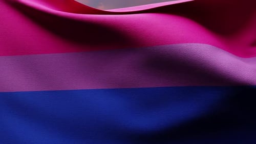 Bisexual Flag Waving at Sunset for Pride Celebration