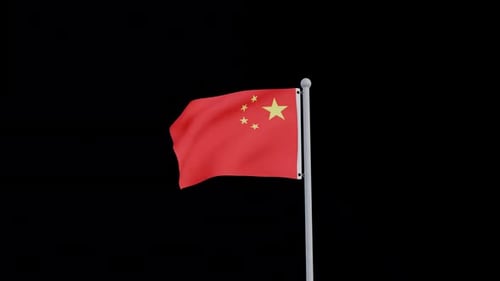 China Flag Waving Animation with Realistic Fabric Movement