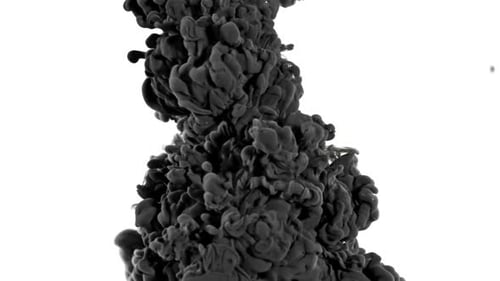 Black Ink in Water on a White Background Filmed on a Highspeed Camera at 1000 Fps