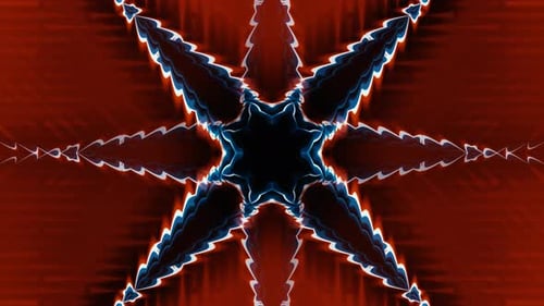 Abstract Orange and Blue Blinking Neon Star Vj Loop Animation