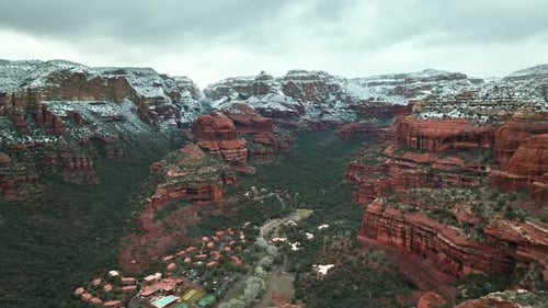 Panoramic Aerial View Of Enchantment Resort And Boynton Canyon In Sedona, Arizona, USA.