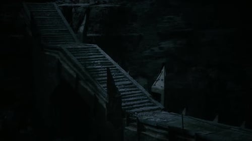 Ominous Ancient Stone Stairs with Moving Light