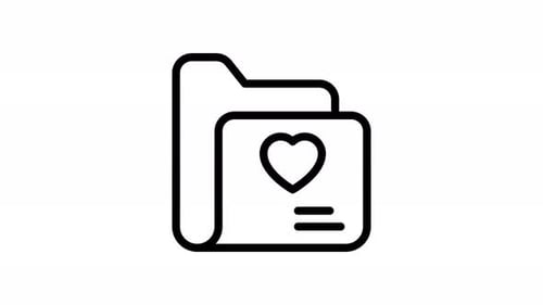 Animated Minimalist Folder Icon with Heart Line Art