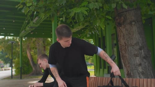 Quiet Forest Friendship Serene Park Friendship Moment Silent Companions Share Peaceful Outdoor Scene