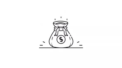 Animated Line Icon of Money Bag with Dollar Sign