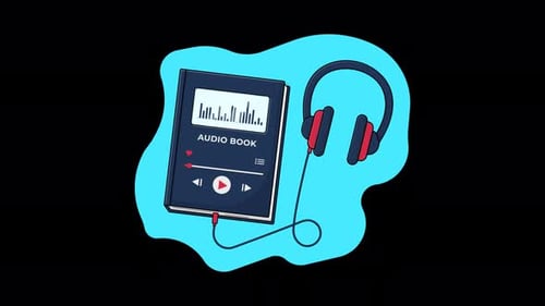 Animated Audiobook and Headphones Explainer Illustration