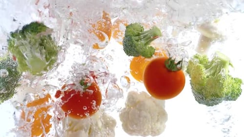 Splashing in Water Fresh Vegetables