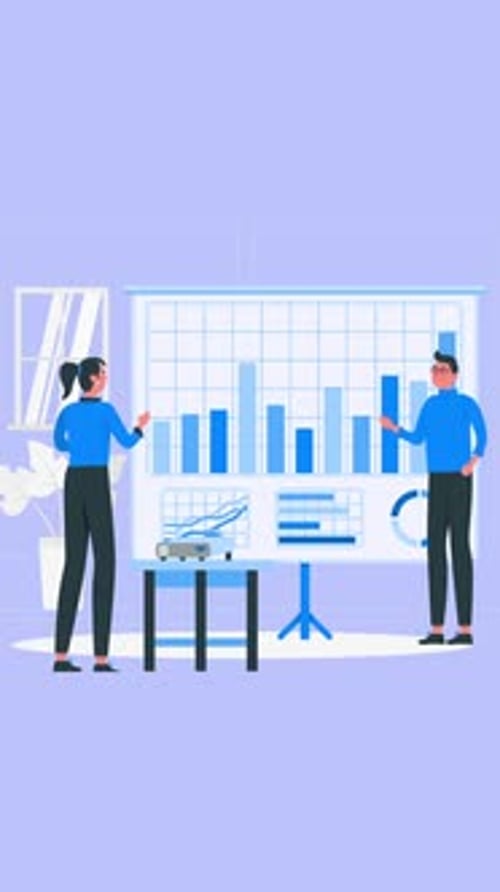 Office Worker Showing Business Presentation To His Boss Vertical