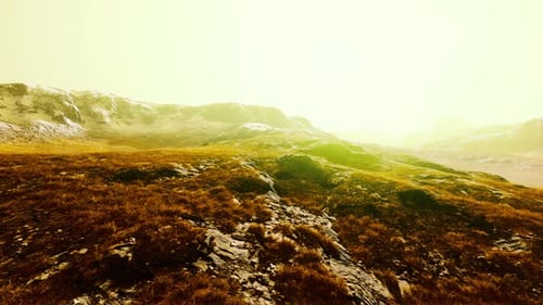 Golden Hour Mountain Landscape Flyover Animation