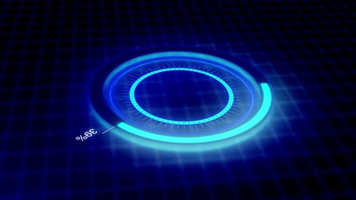 Circular Graph Animation transfer 0 to 100 Percentage. Futuristic interface of circle progress bar.