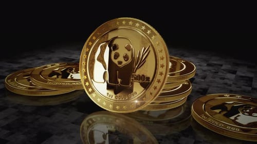 Rotating Golden Panda Coin Display