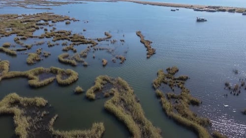 Aerial Body of Water with a Boat in It Dalyan Strait