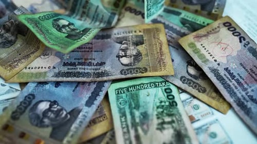 Currency Stacked Background, Bangladesh Taka, Colorful Money