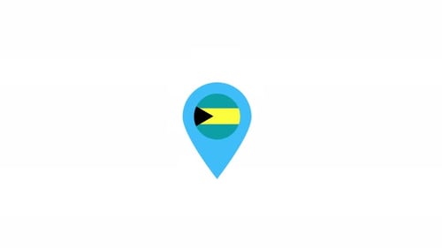 Bahamas Flag Location Pin Pointer Animated Icon