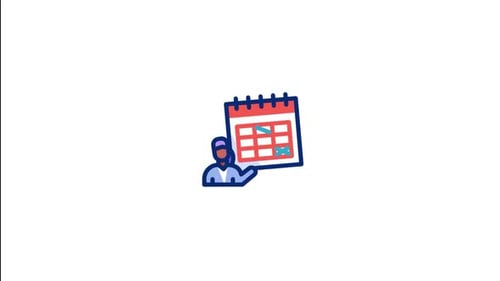 Animated Person Holding Calendar Icon for Scheduling
