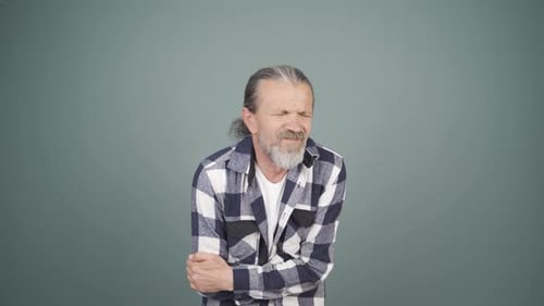 Man experiencing stomachache.