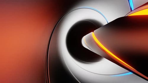 Boucle VJ bleue et orange sur fond de descente en spirale brillant au néon gris en 4K