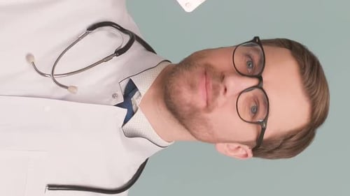 Smiling Doctor Holding Pills Close Up