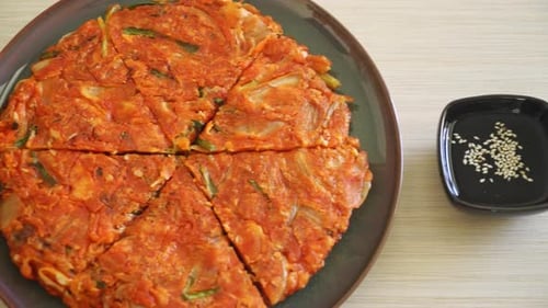 Kimchi Pancake Served with Dipping Sauce