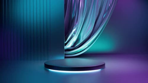 Futuristic Neon Stage Podium Background Loop
