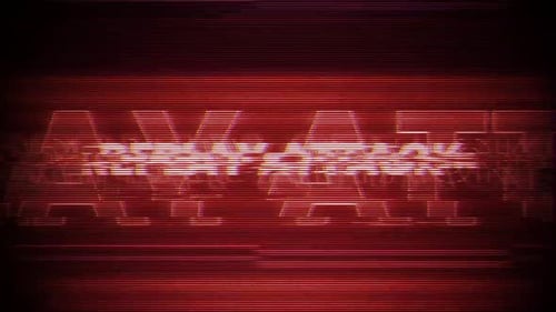 Attack Word VHS-Effekt auf digitaler Bildschirmnachricht wiedergeben