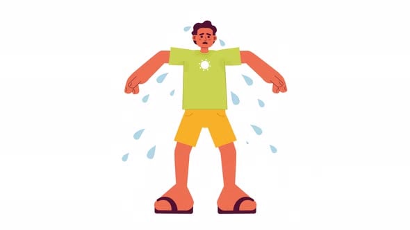 Animated Sweating Person in Flat Design Style, Elements Motion Graphics ...