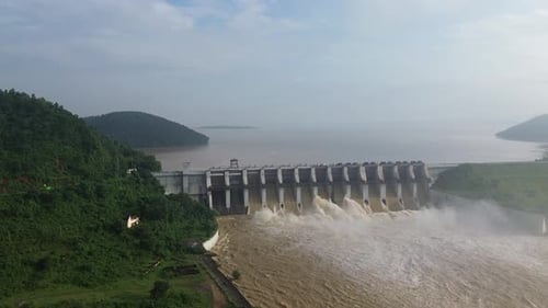 Aerial view of Getalsud Dam, India.