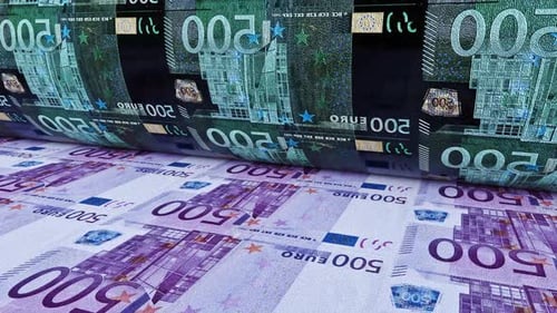 Euro Banknotes Printing on an Industrial Press