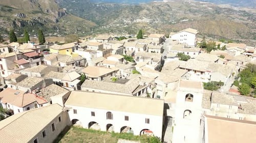 Aerial video of Italian Medieval village of Gerace, Calabria