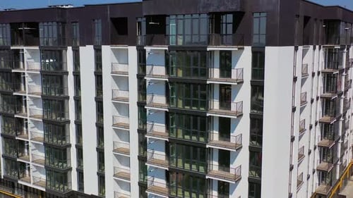 Aerial View of Modern Apartment Building Exterior