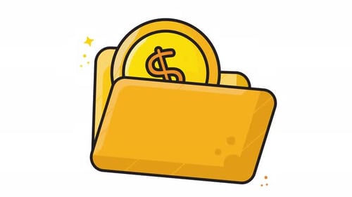 Animated Money Folder Icon for Financial Concepts