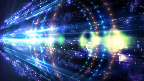 Abstract Futuristic Light Tunnel with Glowing Particles Background