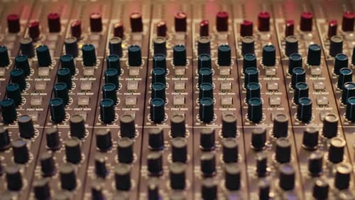Music Recording Studio Control Room with Pre Amp Knobs Used for Volume Level