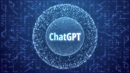 ChatGPT Concept over Matrix sphere on circuitry background HD
